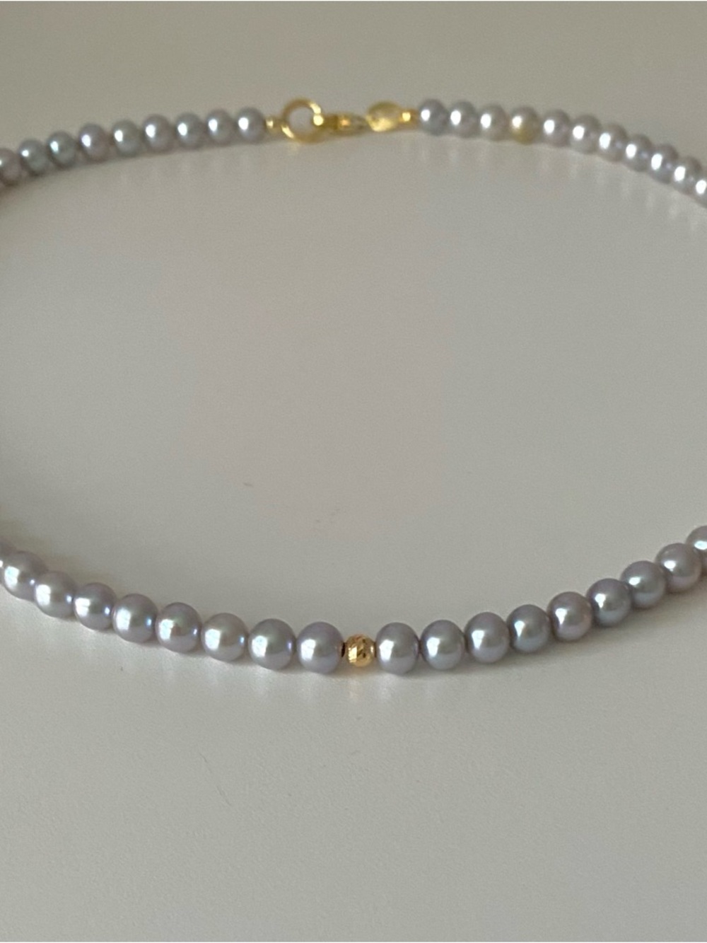 Gray Pearl Necklace with 18K Yellow Gold Accent